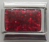 Red glitter charm - 9mm Italian enamel charm